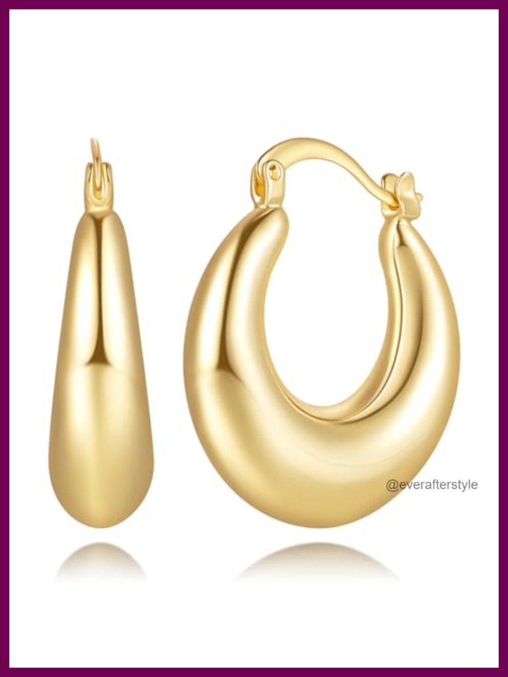 14K Gold Plated Hoop Earrings Crescent Minimalist